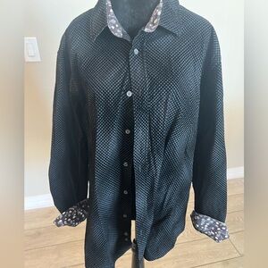 Black Patterned Button-Up Shirt